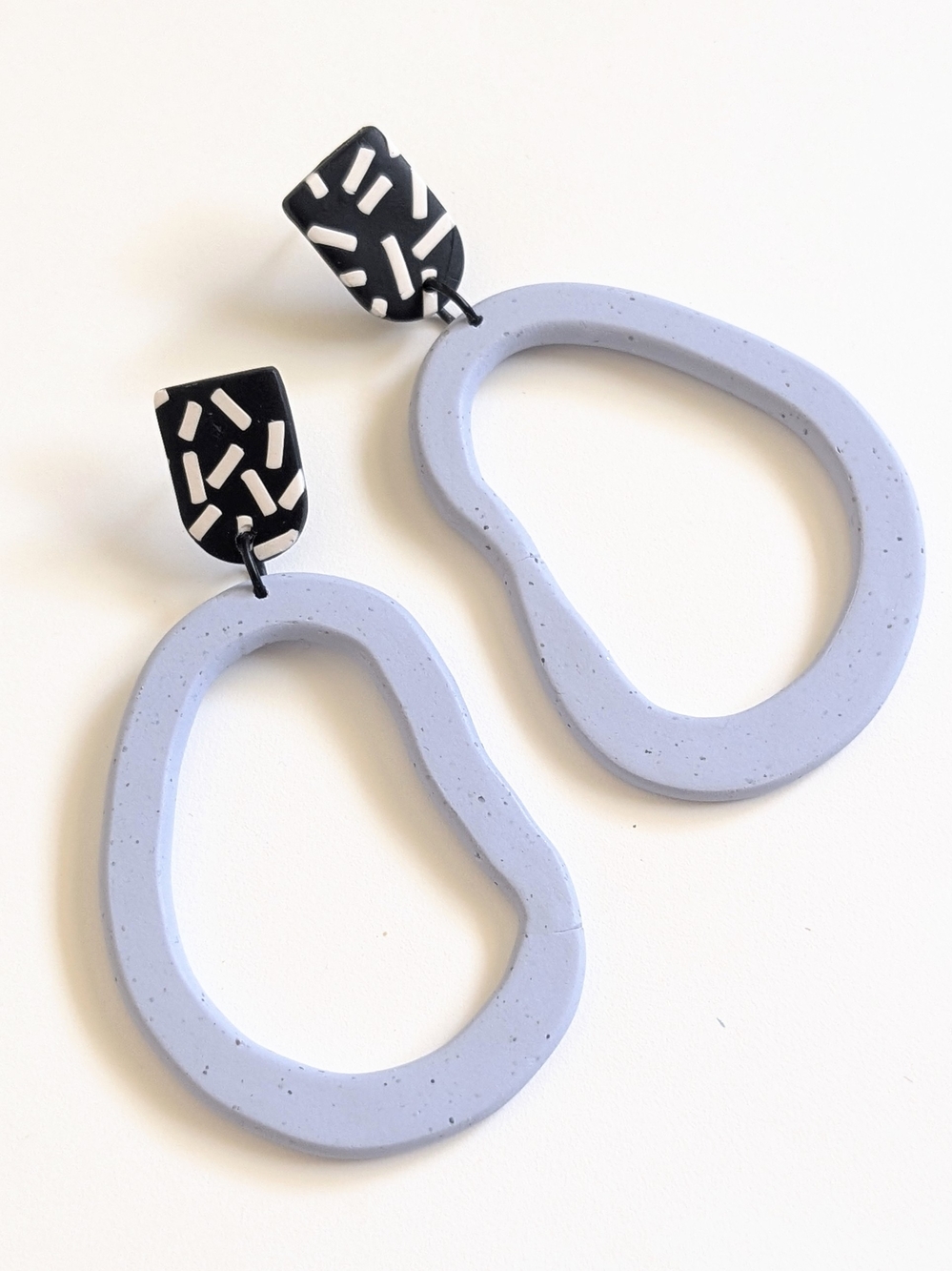 Lavender & Black Memphis Design Drop Earrings